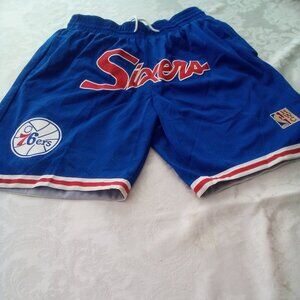 76ers Just Don Vintage 96-97 Basketball Shorts Mens Large Blue/Red/White